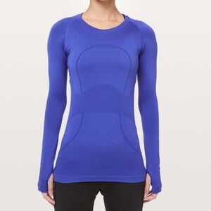 LULULEMON swiftly tech LS long sleeve crew Thumb Hole LAZURITE blue purple 8